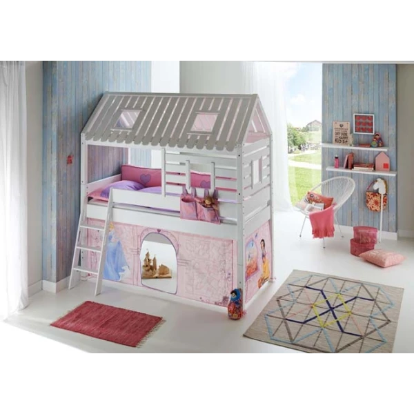 Hochbett mit Disney Vorhaenge 