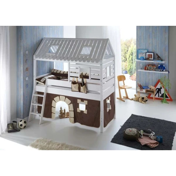 Hochbett mit Haus und rutsche