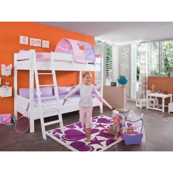 Etagenbett für kinder lila rosa