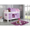 Stockbett aus holz Vorhang lila rosa