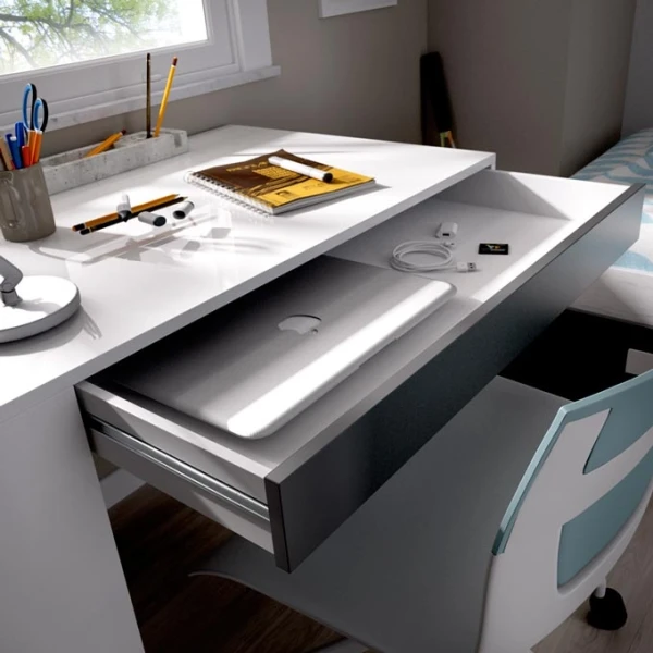 Schreibtisch mit Regal und Schublade 