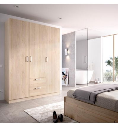 KLEIDERSCHRANK 3-TÜRIG MIT SCHUBKASTEN UND REGAL FLOK