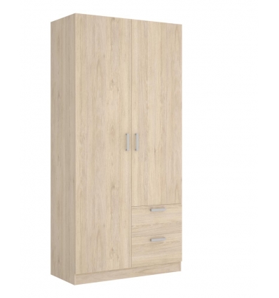 KLEIDERSCHRANK 2-TÜRIG MIT SCHUBKASTEN UND KLEIDERSTANGE MOLLY