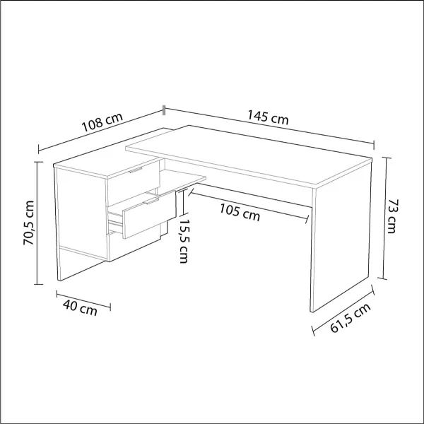 Schreibtisch mit Schränkchen und Regalboden