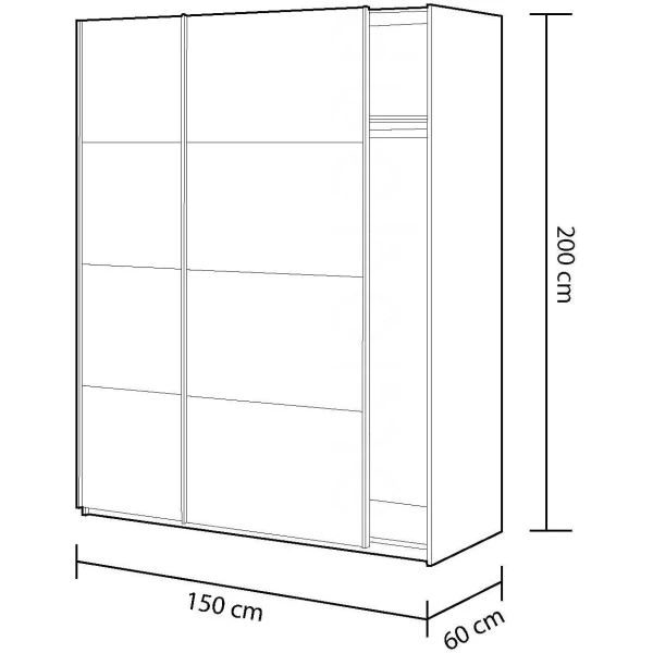 Kleiderschrank zweifarbig  mit zwei Schiebeturen 