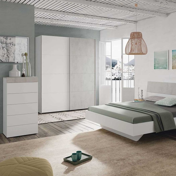 Kleiderschrank zweifarbig  mit zwei Schiebeturen 