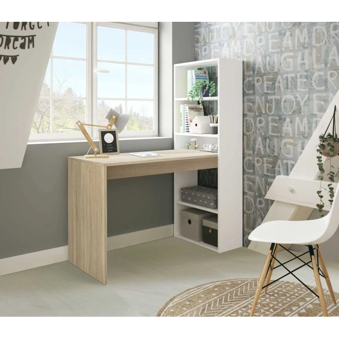 Schreibtisch mit vertikalem Regal mit 5 Regalen