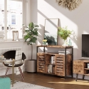 VASAGLE SIDEBOARD IM INDUSTRIELLEN DESIGN MIT DUNKLEM HOLZ