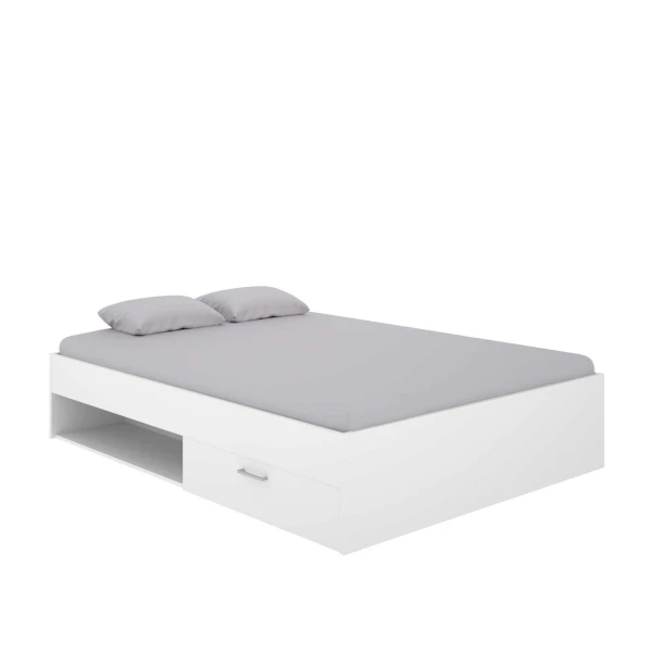 CAMA MATRIMONIAL BLANCA CON CAJONES  SIRACUSA