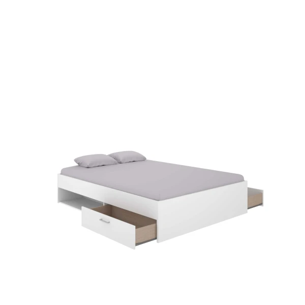 CAMA MATRIMONIAL BLANCA CON CAJONES  SIRACUSA