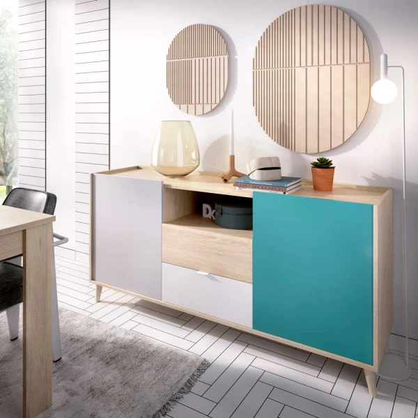 APARADOR  ESTILO RETRO 2 PUERTAS 2 CAJONES POP