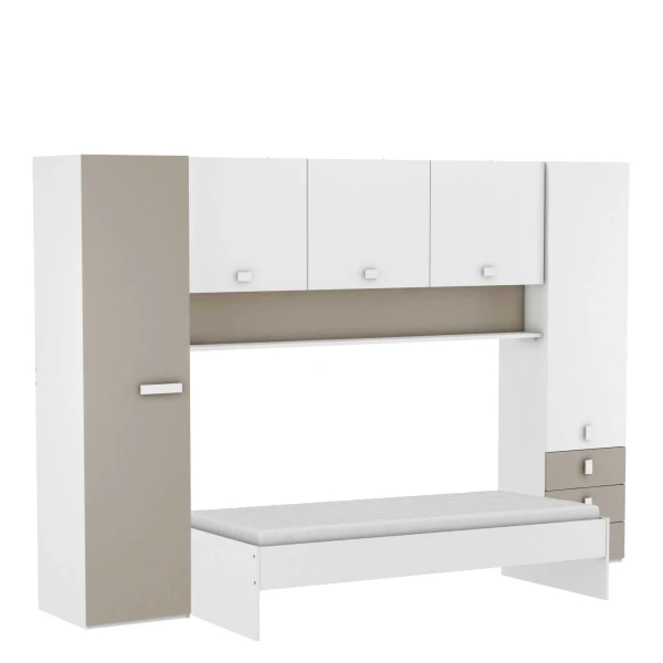 Jugendschlafzimmermöbel. Enthält ein Bett, Schränke, 3 Schubladen und ein Regal. Funktional. Großes Preis-Leistungs-Verhältnis.