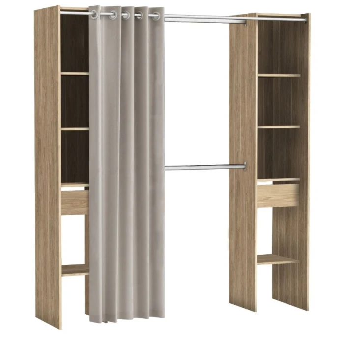 Doppel-Ankleideschrank Für Paare, Mit Vorhängen