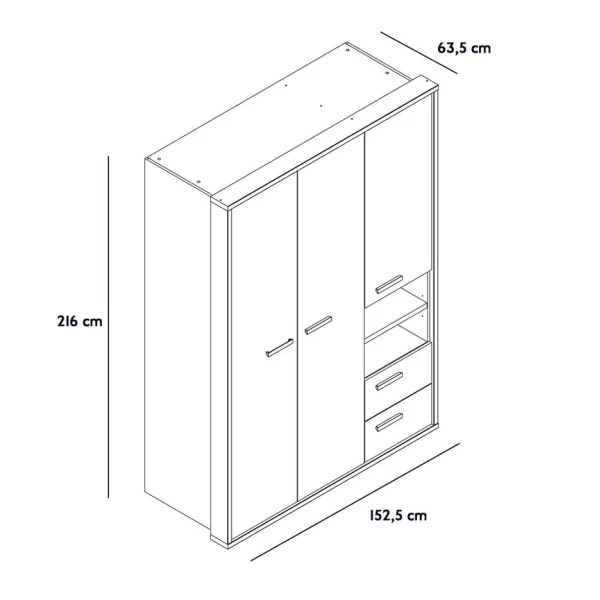 Jugendschrank 3-Türig