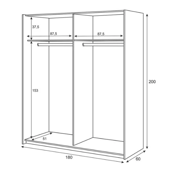 Zweifarbiger Kleiderschrank Mit 2 Türen