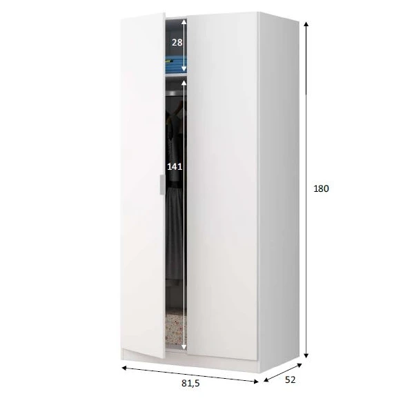 Weißer Kleiderschrank 2 Türen