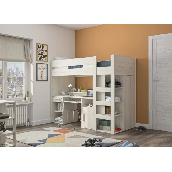 CAMA ALTA CON ESCRITORIO Y ARMARIO TITAN