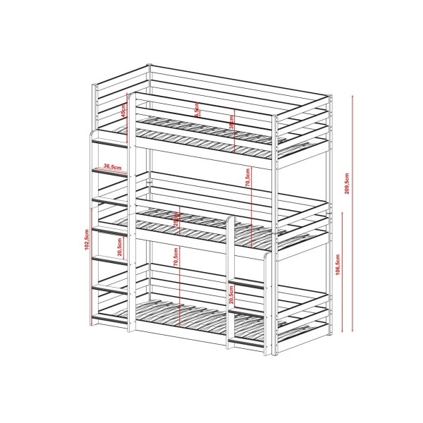 LITERA TRIPLE DE MADERA MACIZA KAYA