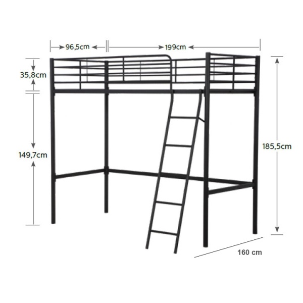 CAMA ALTA NEGRA NERU