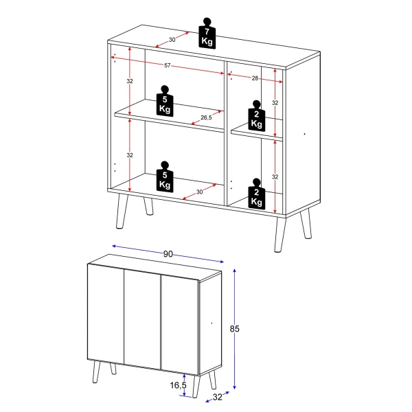 Weißes Sideboard 90 cm