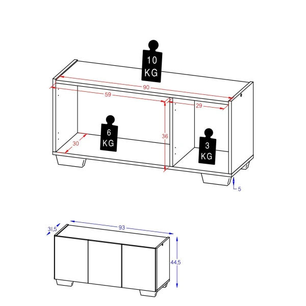 MUEBLE TV 3 PUERTAS BLANCO VICS
