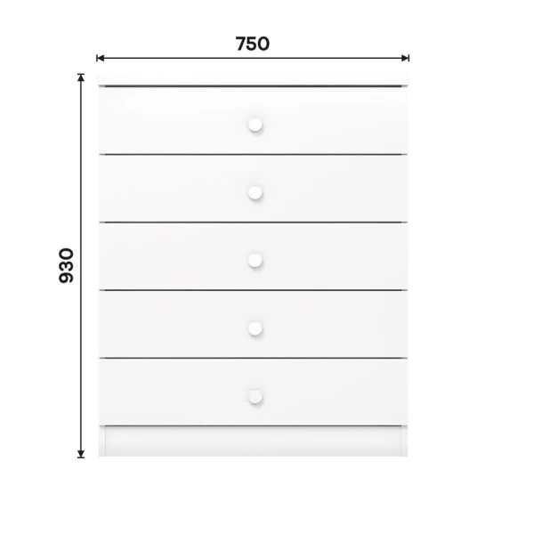 CÓMODA BLANCA 5 CAJONES MINT