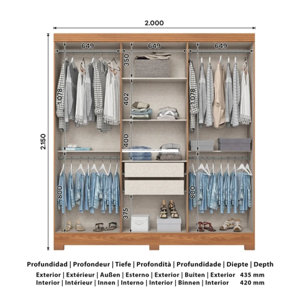 ARMARIO 6 PUERTAS BICOLOR WILSOR