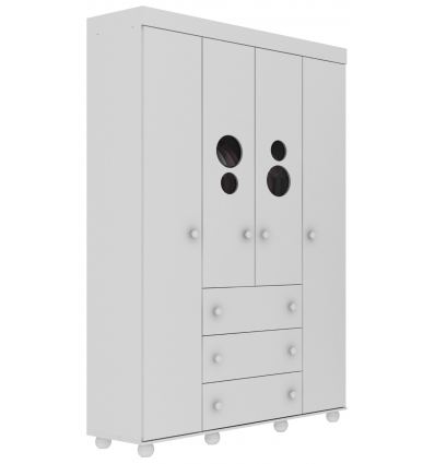 Weißer Kinderkleiderschrank BUBBLES im Babyzimmer, modernes dekoratives Set