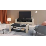 Sheffield Wohnzimmer-Set: TV-Board und passender Couchtisch, Eiche und Grau Finish