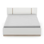 Bett im minimalistischen Design Nord, Holzstruktur in Eichen-Finish, moderner nordischer Stil