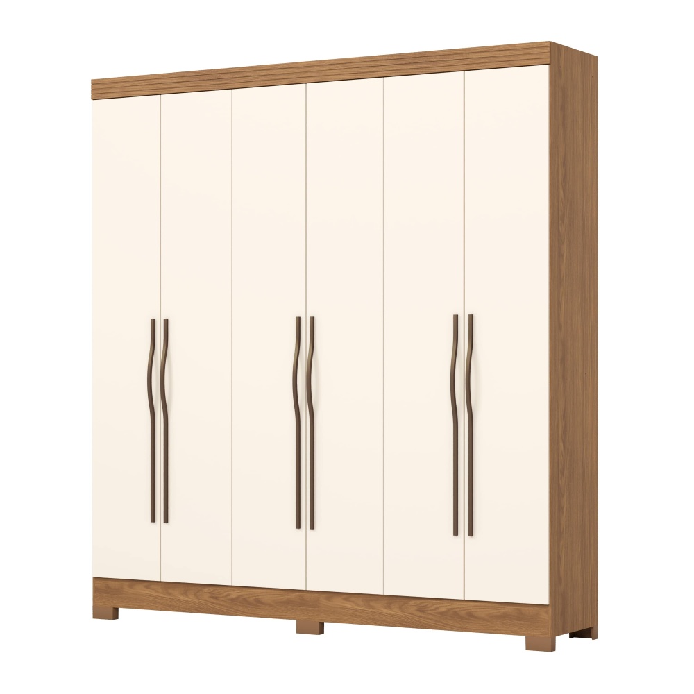 Wilsor 6-türiger Bicolor Kleiderschrank in Eiche und Beige, modernes Design mit viel Stauraum
