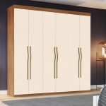 Wilsor 6-türiger Bicolor Kleiderschrank ohne Füße, elegantes Design in Eiche und Beige
