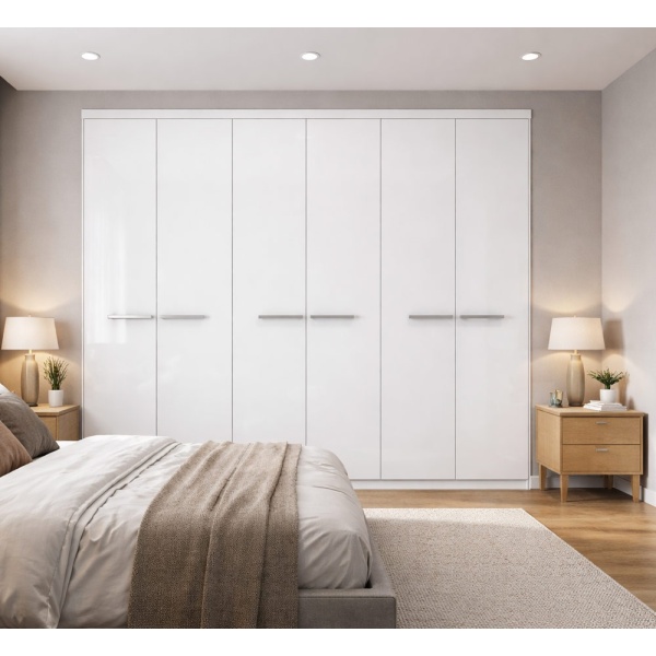 Begehbarer Kleiderschrank mit 6 Türen, 202 x 47 x 217 cm