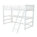 Weißes Hochbett aus Holz mit Schreibtisch – Hauptansicht des Modells Sophia Vicawu