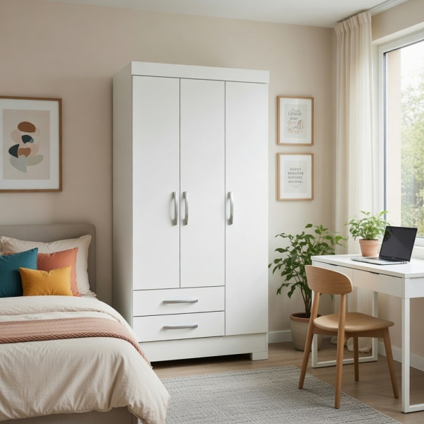 Kleiner Kleiderschrank von 80 cm mit Schubladen und Regalen, kleine Schränke, Garderobenschränke, Jugendkleiderschränke