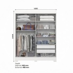 Maße Kleiderschrank mit Schubladen Bayron 200x163 cm mit detaillierter Innenaufteilung