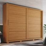 Kleiderschrank Genius mit Schiebetüren in Zimt-Eiche, modernes Design und viel Stauraum