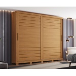 Rufus Kleiderschrank mit Schiebetüren aus Naturholz, modernes und elegantes Schlafzimmerdesign