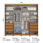 Maße Rufus Kleiderschrank 250x240 cm mit Innenaufteilung und Tiefenangaben