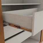 Detail der Schubladen des Blenda Vicawu Kleiderschranks mit Metallführungen und Stauraum